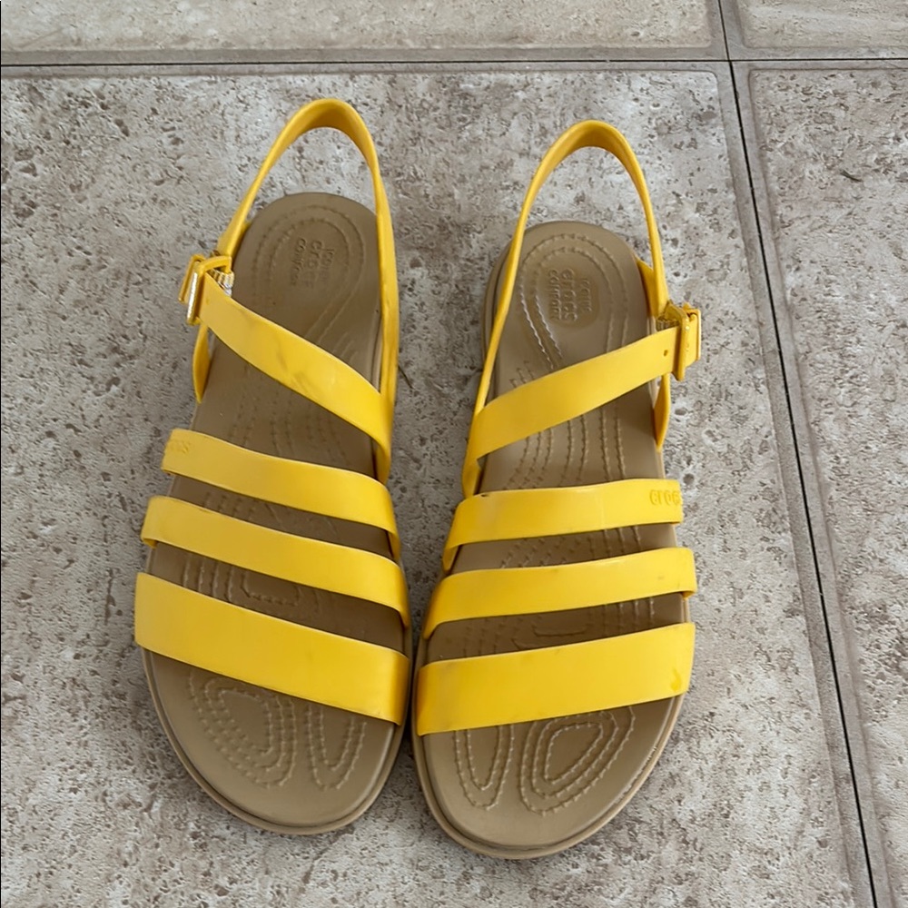 CROCS Tulum Yellow Strappy Sandals